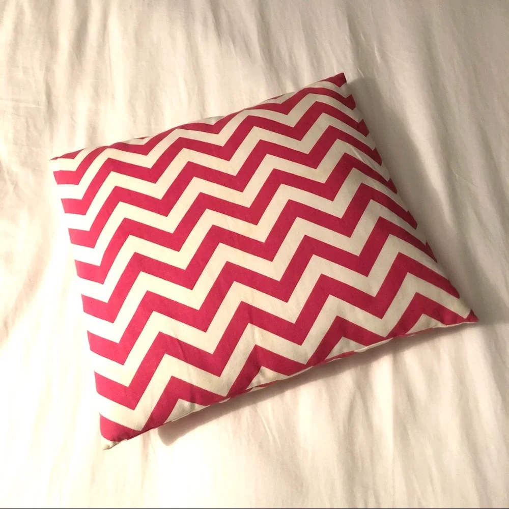 Pink & White Pattern 16” Square Pillow Cov…